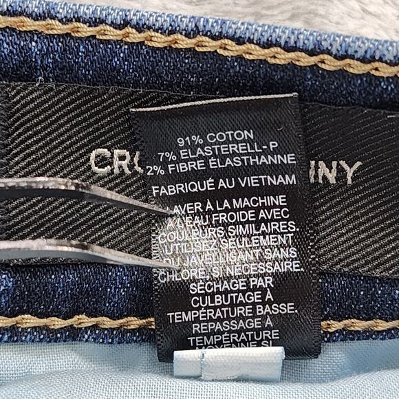 Express Jeans Womens 4 Blue Mid Rise Cropped Skinny Leg Stretch Denim Distressed - Picture 9 of 15